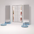 Commercial Equipment Featuring Mirrors Blue Bases Central Panel With Charts And Human Body Diagrams