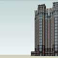 Twin Modern Classical High Rise Building Exterior With Glass Windows And Podium Base