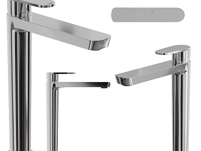 Modern Sleek Stainless Steel Faucets With Various Spout And Handle Designs 3d model