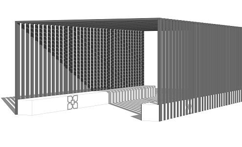 Now the outdoor landscape corridor structure 3d model