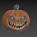 Household Halloween Decorative Pumpkin Lantern With Green Eyes And Sharp Teeth