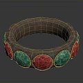 Handcrafted Copper Bracelet With Red And Green Circular Decorations For Daily Use