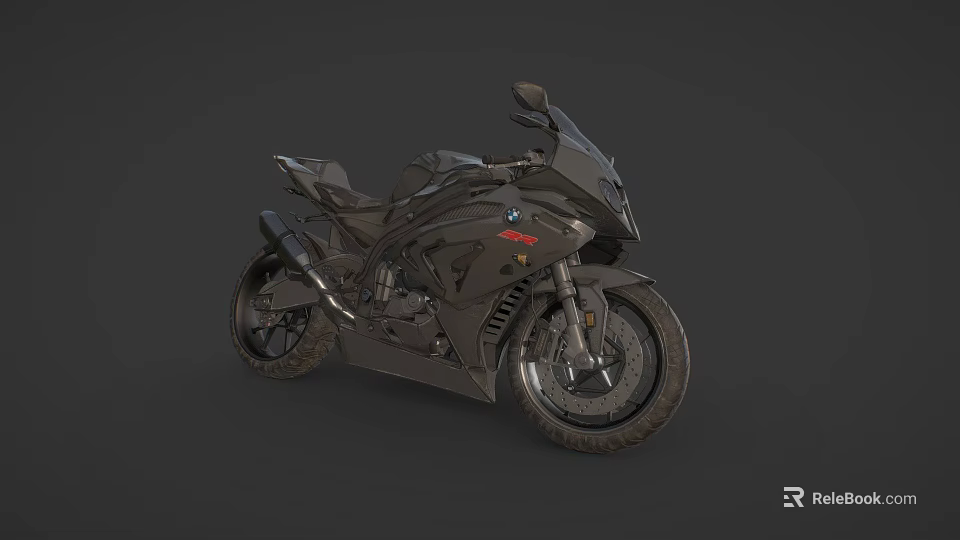 Black Sports Motorcycle With Sleek Design Alloy Wheels And Sporty Seat 3d model 