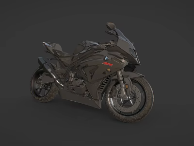 Black Sports Motorcycle With Sleek Design Alloy Wheels And Sporty Seat 3d model