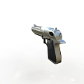 Tactical Silver Pistol With Black Grip 50AE Caliber Picatinny Rail Design 3d model