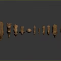 Collection of Animal Wood Carvings Arranged on Gray Background with Reflections