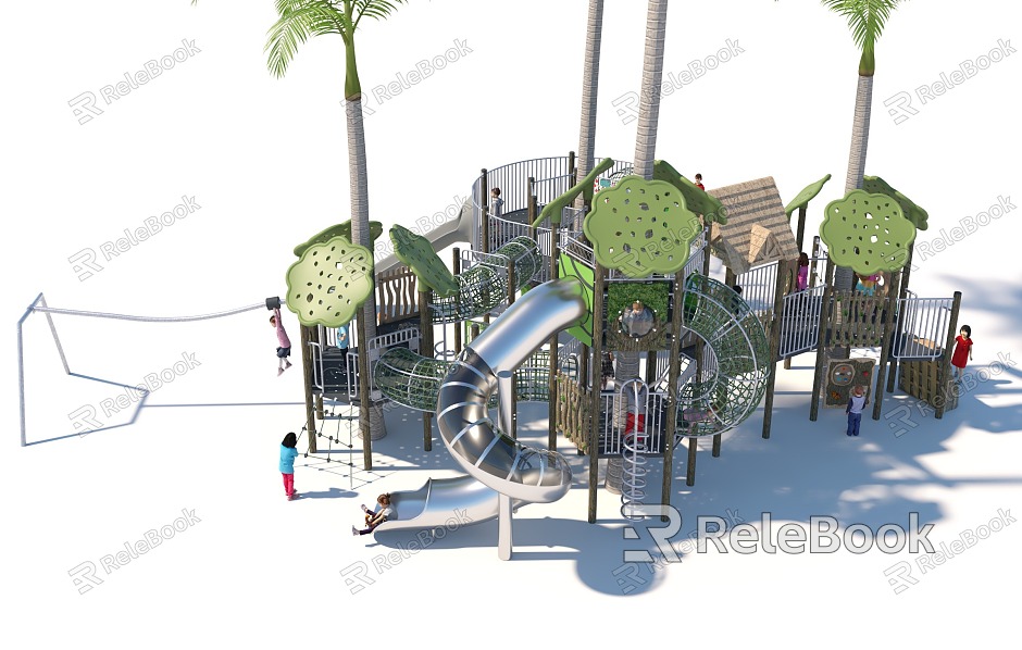 Slide combination slide crawl amusement park children's paradise playground amusement sketch model