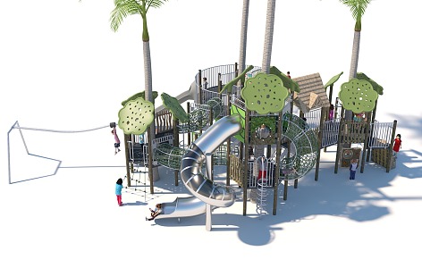 Slide combination slide crawl amusement park children's paradise playground amusement sketch 3d model