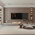 Modern Living Room Interior Design With Gray Sofa Brown Pillows Round Coffee Table And Lighting