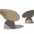 Modern Single Chair Design with Golden Bowl Shaped Seat and Gray Cylindrical Base
