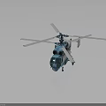 Detailed Blue and White Medical Helicopter Model With Red Cross Symbol And Rotors
