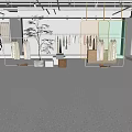 Stylish Modern Clothing Store Interior With Hanging Clothes Racks And Green Plants