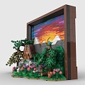 Lego toy building blocks three-dimensional painting three-dimensional painting decorative painting decorative scene forest hut 3d model