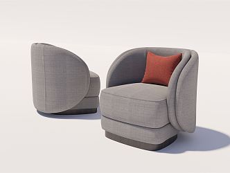 Modern Single Sofa Fabric Single Sofa Stool Single-hair Chair Leisure Sofa 3d model