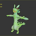 Friendly Blue White Pink Fantasy Creature Standing With Fins Wings And Outstretched Arms 3D Render