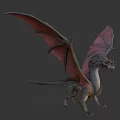 3D Dragon Model with Pink Membrane Wings Horned Head and Scales