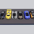 Colored Car Models Arranged on Display Platform Showcasing Various Hues and Designs 3d model