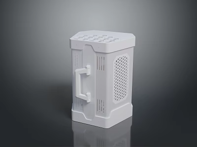 White Household Storage Container With Handle And Vent Holes Design 3d model