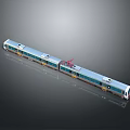 Modern Electric Train With Multiple Carriages Blue White Exterior And Roof Pantograph 3d model
