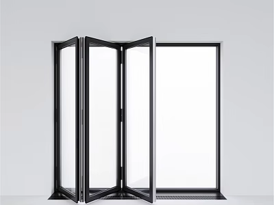 Sleek Modern Casement Windows With Folding Design Black Frame And Clear Glass Panels 3d model