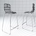 Modern Bar Stools With Metal Frame Woven Backrest And Leather Seat Design