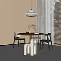 Dining Table and Chair Combination Dining Chair Round Dining Table Chandelier 3d model