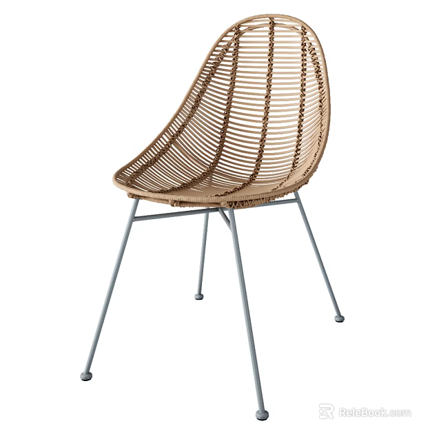 Modern Rattan Leisure Chair With Sturdy Metal Legs And Stylish Design 3d model 