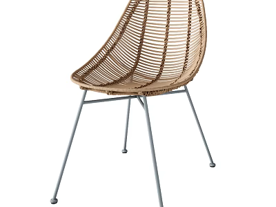 Modern Rattan Leisure Chair With Sturdy Metal Legs And Stylish Design 3d model