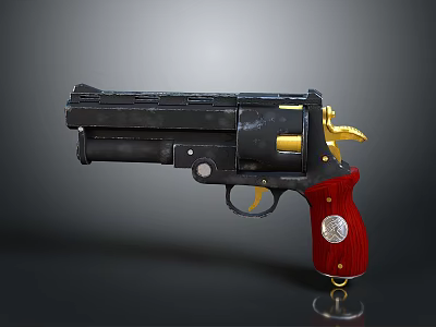 Revolver Wooden Handle Pistol Metal Barrel Firearms Accessories Retro Firearms Game Weapons 3d model