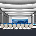 Modern Monitoring Room Command and Control Hall Monitoring Hall Dispatching Command Center Office Desk and Chair 3d model
