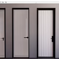 Modern Hinged Doors Featuring Striped And Mesh Glass With Black Frames 3d model