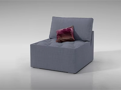 Stylish Gray Fabric Single Sofa Featuring Red Decorative Pillow In Modern Design 3d model