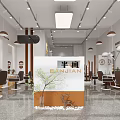 Modern Hair and Beauty Salon Interior with Styling Chairs Mirrors and Pendant Lights