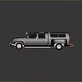 Black Extended Truck With Roof Rack Orange Warning Light Shiny Finish And Reflective Surface