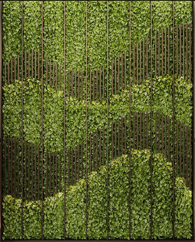 Living Wall With Vertical Metal Grille And Lush Greenery 3d model Living Wall With Vertical Metal Grille And Lush Greenery 3d model