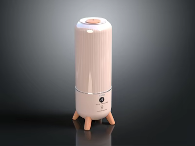 Stylish Light Pink Cylindrical Speaker With Wooden Legs And Round Top For Modern Home Decor 3d model