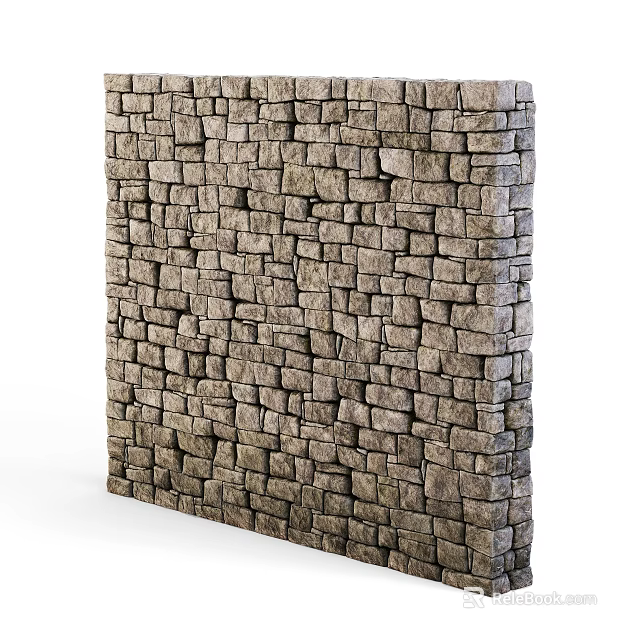 Natural Rustic Stone Wall With Irregular Blocks And Textured Surface Design 3d model 