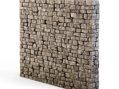 Natural Rustic Stone Wall With Irregular Blocks And Textured Surface Design 3d model