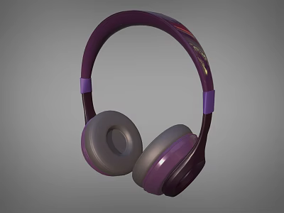 Purple Headphones with Soft Gray Ear Pads and Modern Stylish Design 3d model