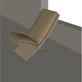 Modern Lounge Chair With Wooden Frame And Beige Cushion In Bright White Room