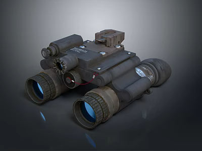 Tactical Military Weapon Binoculars With Night Vision Metal Construction And Blue Lenses 3d model