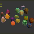 Colorful Pumpkins And Pears Display With Vibrant Green Orange Yellow Hues