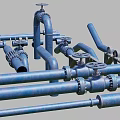 Industrial Equipment Featuring Blue Pipes Valves And Flange Connection System