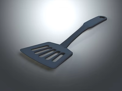 Black Slotted Spatula With Long Handle For Kitchen Cooking Utensils 3d model