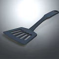 Black Slotted Spatula With Long Handle For Kitchen Cooking Utensils 3d model