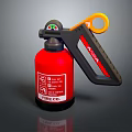 Red Fire Extinguisher with Yellow Handle and Black Components Safety Equipment from FIRE CO Label
