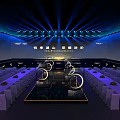 Large Event Venue With Arranged Seats Circular Stage Installations And Blue Lighting 3d model