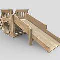 Wooden Play Equipment With Slide Steps And Circular Climbing Tunnel For Kids