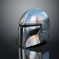 Shiny Silver Metallic Helmet Design Featuring Streamlined Sci Fi Elements 3d model