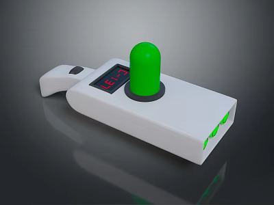 White Electronic Measurement Device With Green Circular Component Digital Display 16.7 And Green Indicators 3d model